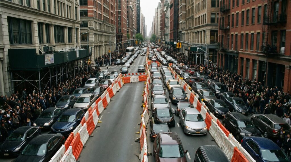 Ситуация на дорогах: пробки, перекрытия, ремонты и аварийные участки - иллюстрация