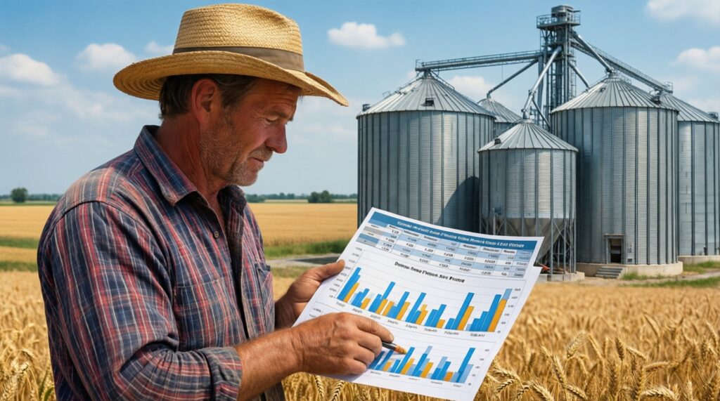 Сельское хозяйство: посевная/уборочная, цены на зерно, поддержка фермеров, состояние полей - иллюстрация