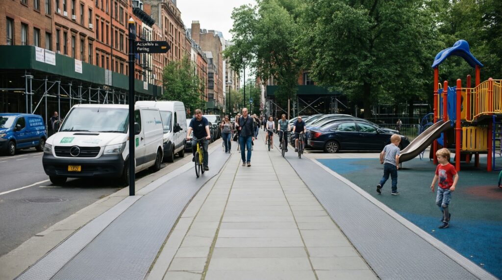 Городская среда: благоустройство дворов, парков, освещение и общественные пространства - иллюстрация