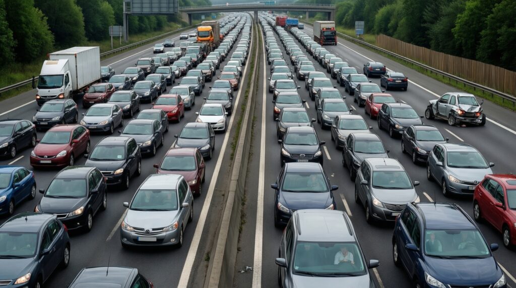 ДТП и дорожная обстановка: аварийные участки, пробки, ограничения движения - иллюстрация